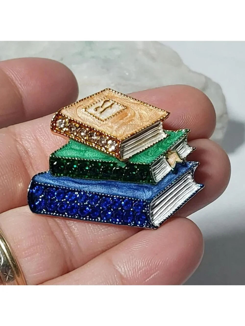 Stacked Books Enamel Pin With
